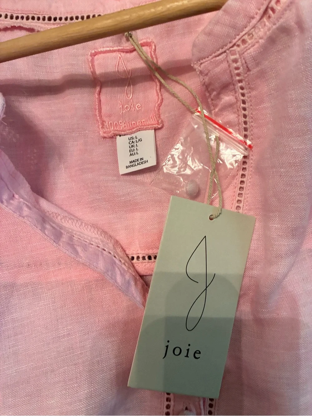 Joie Linen Pale Pink Sleeveless Button-Front Eyelet Top - NWT - Picture 2 of 10